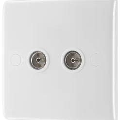 British General 800 Series 2-Gang Coaxial TV / FM Socket White