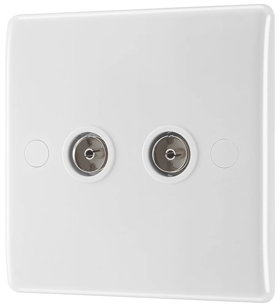 British General 800 Series 2-Gang Coaxial TV / FM Socket White 3 British General 800 Series 2-Gang Coaxial TV / FM Socket White