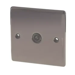 British General Nexus Metal 1-Gang Coaxial TV Socket Black Nickel