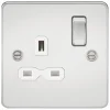 Knightsbridge FPR7000PCW 13A 1-Gang DP Switched Single Socket Polished Chrome With White Inserts -British General Shop 950TY P