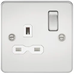 Knightsbridge FPR7000PCW 13A 1-Gang DP Switched Single Socket Polished Chrome With White Inserts