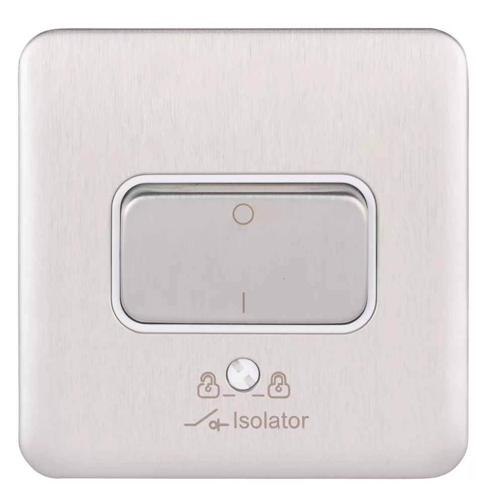 Schneider Electric Lisse Deco 10A 1-Gang 3-Pole Fan Isolator Switch Brushed Stainless Steel With White Inserts 4 Schneider Electric Lisse Deco 10A 1-Gang 3-Pole Fan Isolator Switch Brushed Stainless Steel With White Inserts - Image 2