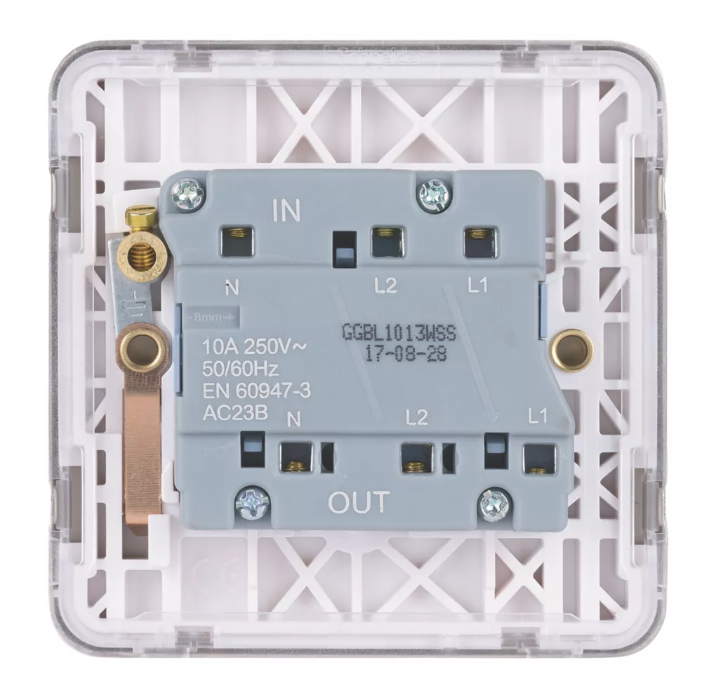 Schneider Electric Lisse Deco 10A 1-Gang 3-Pole Fan Isolator Switch Brushed Stainless Steel With White Inserts 6 Schneider Electric Lisse Deco 10A 1-Gang 3-Pole Fan Isolator Switch Brushed Stainless Steel With White Inserts - Image 4
