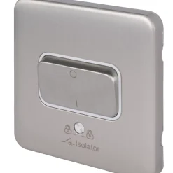 Schneider Electric Lisse Deco 10A 1-Gang 3-Pole Fan Isolator Switch Brushed Stainless Steel With White Inserts