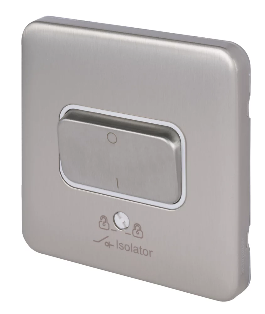 Schneider Electric Lisse Deco 10A 1-Gang 3-Pole Fan Isolator Switch Brushed Stainless Steel With White Inserts 3 Schneider Electric Lisse Deco 10A 1-Gang 3-Pole Fan Isolator Switch Brushed Stainless Steel With White Inserts