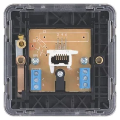 Schneider Electric Lisse Deco Slave Telephone Socket Brushed Stainless Steel With Black Inserts -British General Shop 953FF A3