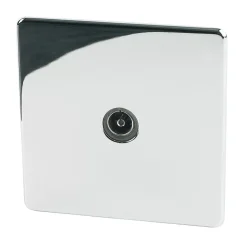 Crabtree Platinum 1-Gang Female Coaxial TV Socket Polished Chrome With Black Inserts