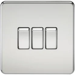 Knightsbridge SF4000PC 10AX 3-Gang 2-Way Light Switch Polished Chrome