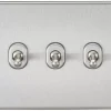 Knightsbridge SF3TOGBC 10AX 3-Gang 2-Way Light Switch Brushed Chrome -British General Shop 955TY P