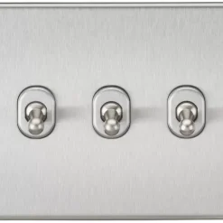 Knightsbridge SF3TOGBC 10AX 3-Gang 2-Way Light Switch Brushed Chrome