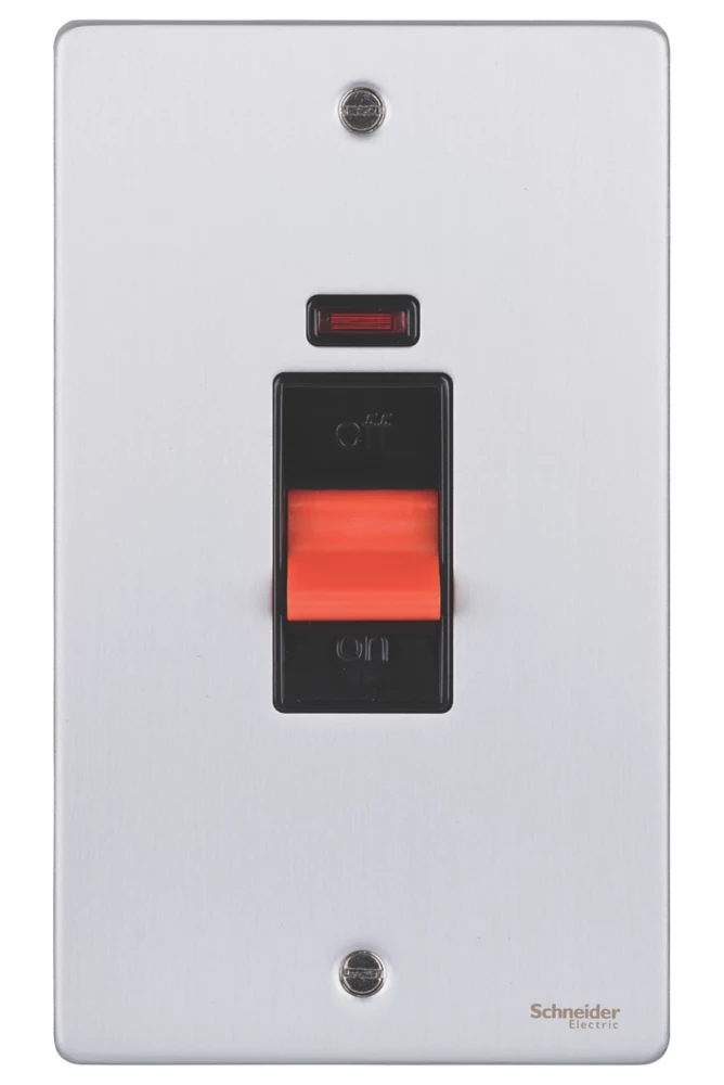 Schneider Electric Ultimate Low Profile 50A 2-Gang DP Control Switch Brushed Chrome With Neon With Black Inserts 4 Schneider Electric Ultimate Low Profile 50A 2-Gang DP Control Switch Brushed Chrome With Neon With Black Inserts - Image 2