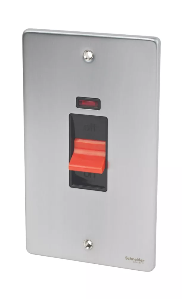 Schneider Electric Ultimate Low Profile 50A 2-Gang DP Control Switch Brushed Chrome With Neon With Black Inserts 3 Schneider Electric Ultimate Low Profile 50A 2-Gang DP Control Switch Brushed Chrome With Neon With Black Inserts