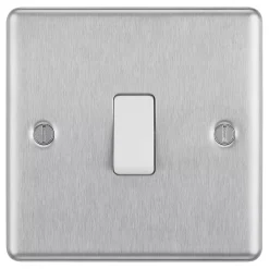 LAP 10AX 1-Gang Intermediate Switch Brushed Stainless Steel With White Inserts -British General Shop 95693 A2