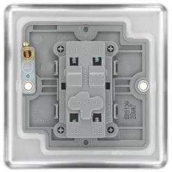 LAP 10AX 1-Gang Intermediate Switch Brushed Stainless Steel With White Inserts -British General Shop 95693 A3