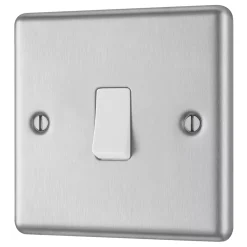 LAP 10AX 1-Gang Intermediate Switch Brushed Stainless Steel With White Inserts