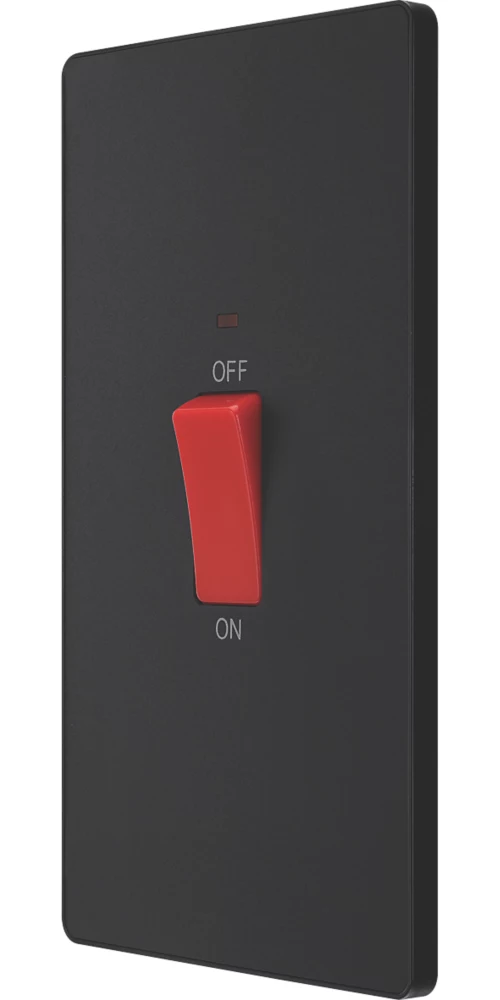British General Evolve 45A 1-Gang 2-Pole Cooker Switch Matt Black With LED With Black Inserts 3 British General Evolve 45A 1-Gang 2-Pole Cooker Switch Matt Black With LED With Black Inserts