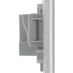 British General Nexus Metal 2A 1-Gang Unswitched Round Pin Socket Brushed Steel With Graphite Inserts -British General Shop 956XG A3