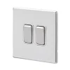MK Aspect 10AX 2-Gang 2-Way Switch Polished Chrome With White Inserts -British General Shop 957FF P