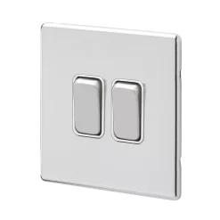 MK Aspect 10AX 2-Gang 2-Way Switch Polished Chrome With White Inserts
