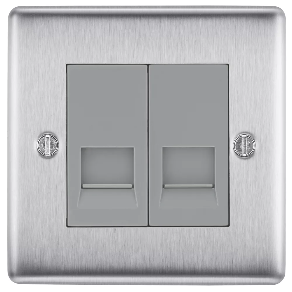 British General Nexus Metal Double RJ11 Telephone / Data Socket Brushed Steel 4 British General Nexus Metal Double RJ11 Telephone / Data Socket Brushed Steel - Image 2