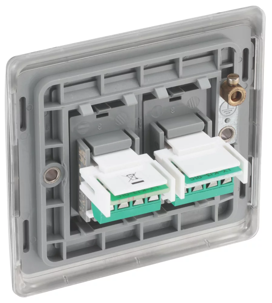 British General Nexus Metal Double RJ11 Telephone / Data Socket Brushed Steel 5 British General Nexus Metal Double RJ11 Telephone / Data Socket Brushed Steel - Image 3