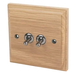 Varilight 10AX 2-Gang 2-Way Toggle Switch Classic Oak