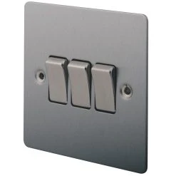 LAP 10AX 3-Gang 2-Way Light Switch Brushed Stainless Steel