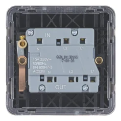 Schneider Electric Lisse Deco 10A 1-Gang 3-Pole Fan Isolator Switch Brushed Stainless Steel With Black Inserts -British General Shop 962FF A3