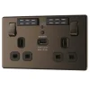 LAP 13A 2-Gang SP Switched Wi-Fi Extender Socket + 2.1A 1-Outlet Type A USB Charger Black Nickel With Black Inserts -British General Shop 962KJ P