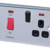 LAP 45A 2-Gang DP Cooker Switch & 13A DP Switched Socket Brushed Stainless Steel With Neon With Black Inserts 1 LAP 45A 2-Gang DP Cooker Switch & 13A DP Switched Socket Brushed Stainless Steel With Neon With Black Inserts -British General Shop 96499 P