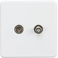 Knightsbridge SF0140MW 2-Gang Isolated Coaxial TV & F-Type Satellite Socket Matt White