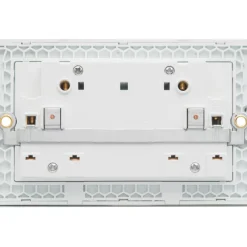 Retrotouch Crystal 13A 2-Gang DP Switched Plug Socket White Glass -British General Shop 9689J A4
