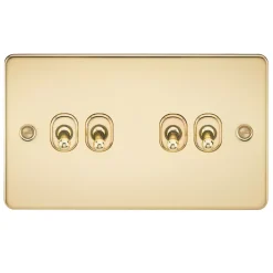 Knightsbridge FP4TOGPB 10AX 4-Gang 2-Way Light Switch Polished Brass