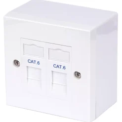 Philex Cat 6 2 Port Double RJ45 Ethernet Socket White