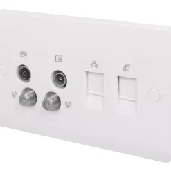 Schneider Electric Lisse 2-Gang Quadruplex Multimedia Socket White