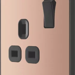British General Evolve 13A 1-Gang SP Switched Socket Copper With Black Inserts