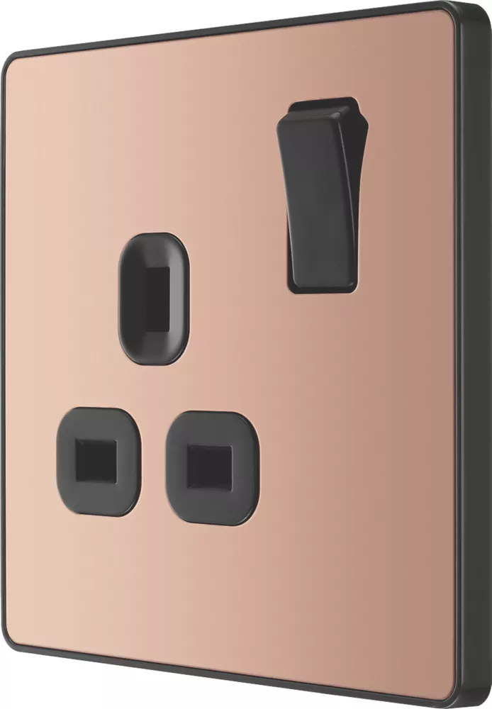 British General Evolve 13A 1-Gang SP Switched Socket Copper With Black Inserts 3 British General Evolve 13A 1-Gang SP Switched Socket Copper With Black Inserts