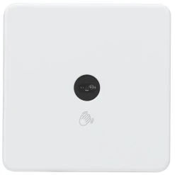 Knightsbridge SFTS1MW 2.1A 1-Gang 1-Way Light Switch Matt White With Black Inserts