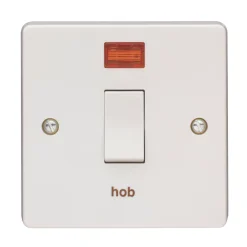 Crabtree Capital 20A 1-Gang DP Hob Switch White With Neon -British General Shop 9718J A1