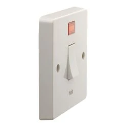 Crabtree Capital 20A 1-Gang DP Hob Switch White With Neon -British General Shop 9718J A2