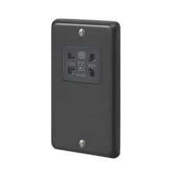MK Contoura 2-Gang Dual Voltage Shaver Socket 115/230V Black With Colour-Matched Inserts