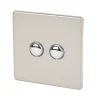 Varilight 6AX 2-Gang 2-Way Light Switch Satin Chrome -British General Shop 9722H P