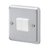 MK Albany Plus 10AX 2-Gang 2-Way Switch Brushed Chrome With White Inserts -British General Shop 972FF P