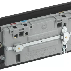 British General Evolve 13A 2-Gang SP Switched Double Socket With WiFi Extender + 2.1A 1-Outlet Type A USB Charger Satin Brass With Black Inserts -British General Shop 972RF A4