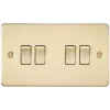 Knightsbridge FP4100BB 10AX 4-Gang 2-Way Light Switch Brushed Brass -British General Shop 973TY P