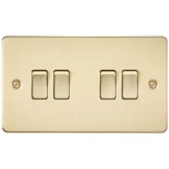 Knightsbridge FP4100BB 10AX 4-Gang 2-Way Light Switch Brushed Brass