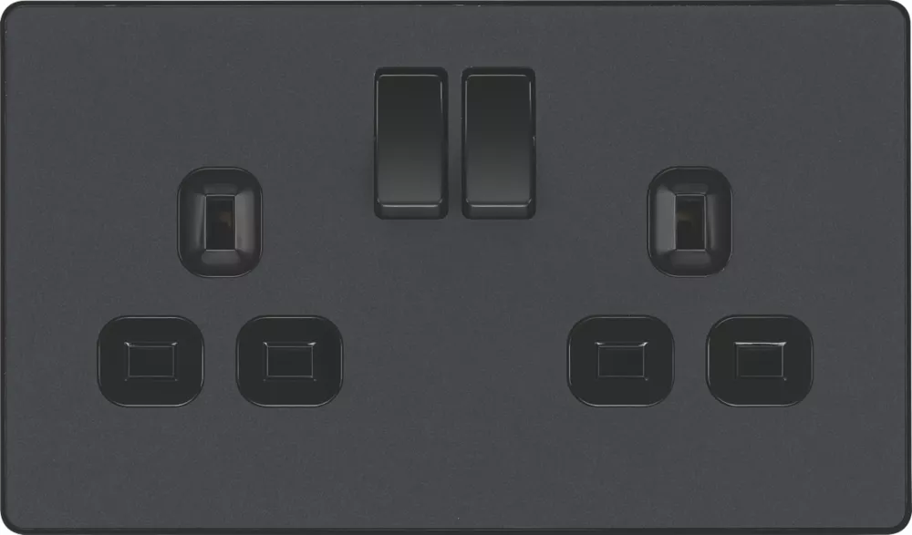 British General Evolve 13A 2-Gang SP Switched Socket Grey With Black Inserts 5 British General Evolve 13A 2-Gang SP Switched Socket Grey With Black Inserts - Image 3