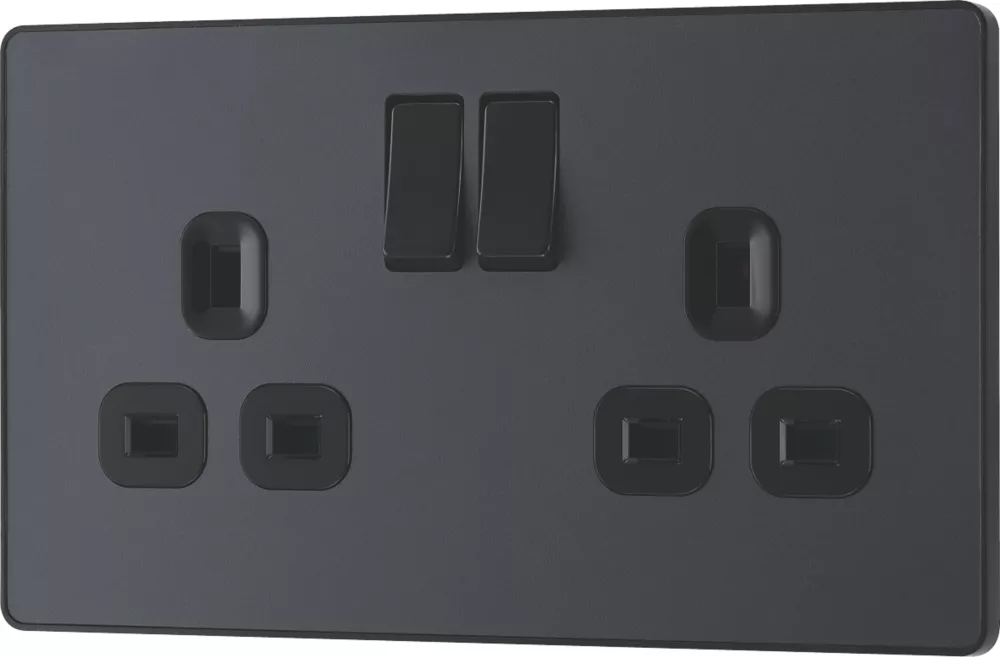 British General Evolve 13A 2-Gang SP Switched Socket Grey With Black Inserts 6 British General Evolve 13A 2-Gang SP Switched Socket Grey With Black Inserts - Image 4