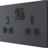 British General Evolve 13A 2-Gang SP Switched Socket Grey With Black Inserts 1 British General Evolve 13A 2-Gang SP Switched Socket Grey With Black Inserts -British General Shop 976RF P
