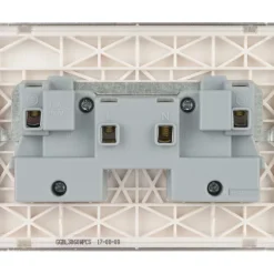 Schneider Electric Lisse Deco 13A 2-Gang Unswitched Plug Socket Polished Chrome With White Inserts -British General Shop 978FF A3